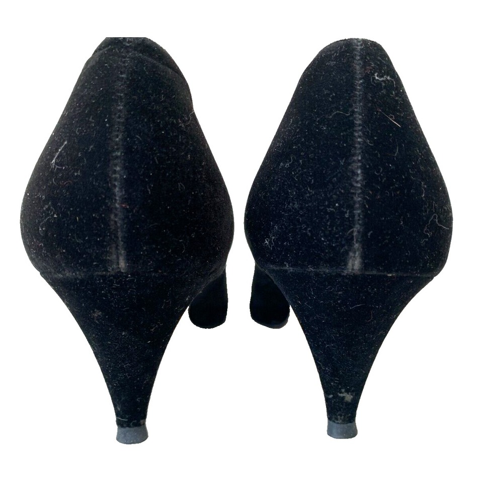 Vintage Nina Velvet Pumps Cuban Heel Pointy Toe Slip On Black 7.5 *GUC - Picture 5 of 8